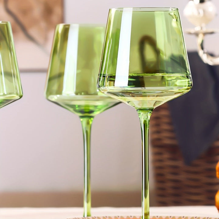Flora Green Wine Glasses, Set of 6