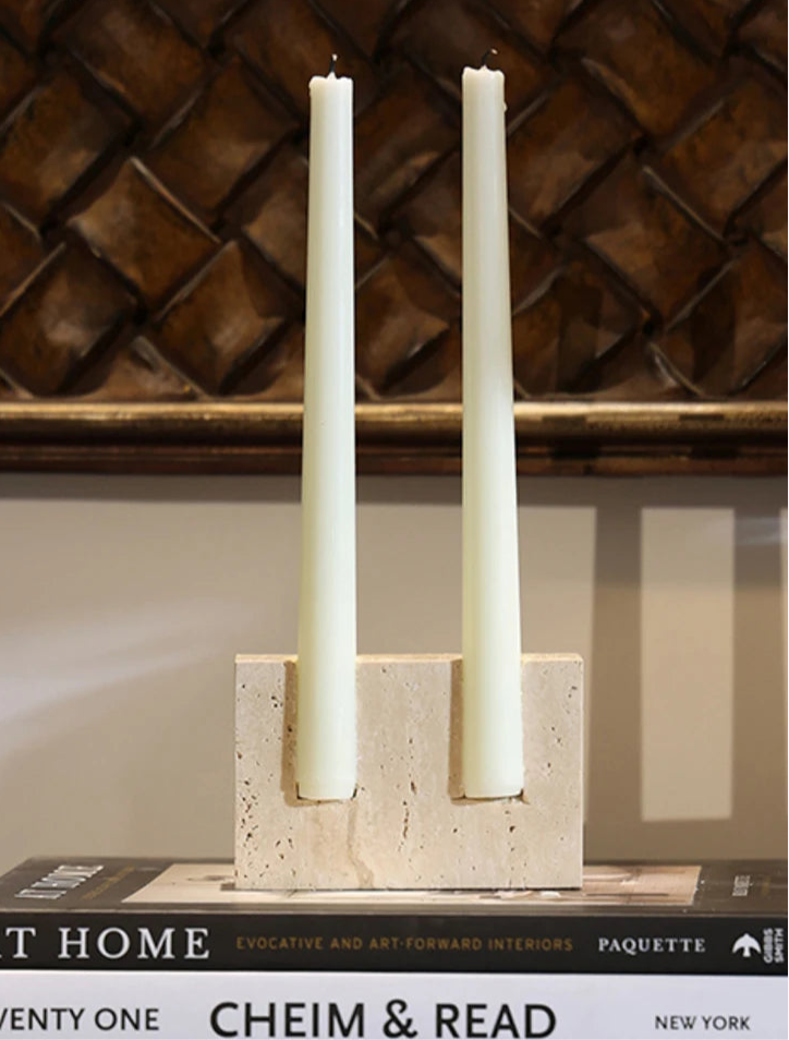 Olive Marble Candlestick Holder