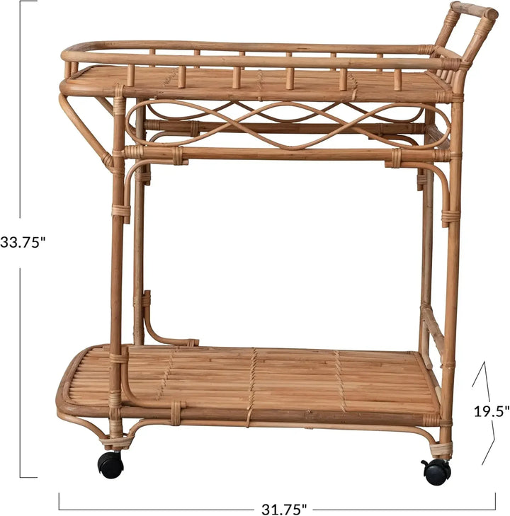 Rowan Rattan 2-Tier Bar Cart