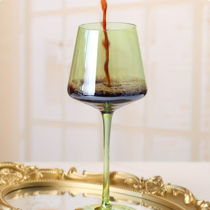 Flora Green Wine Glasses, Set of 6